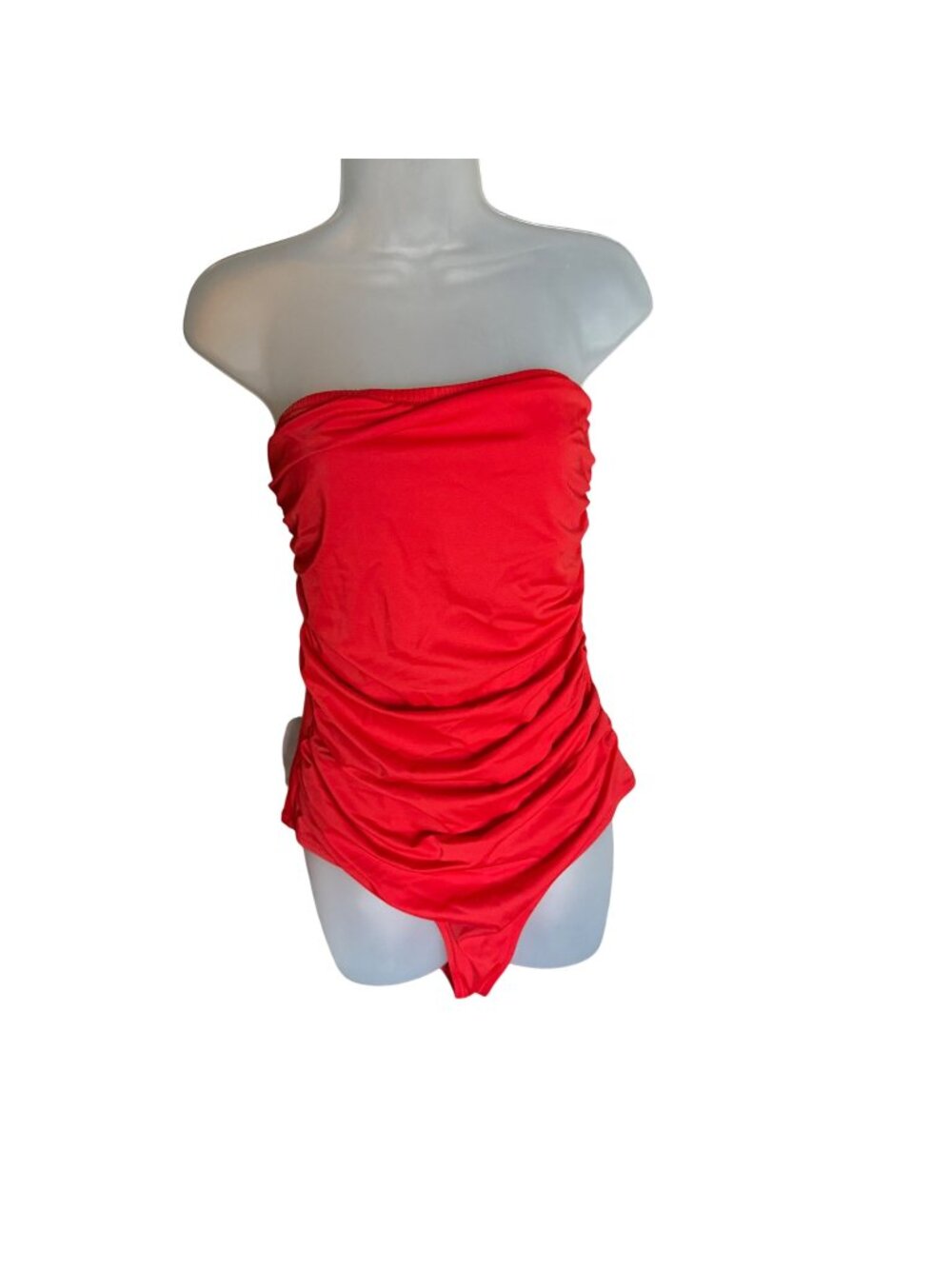J.Crew Womens Size 12 Red Strapless Ruched One-Piece